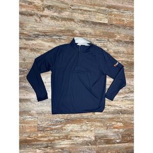 Mens Peter Millar Crown Crafted Blue 1/4 Zip Pullover Size XL Gray Logo *READ*